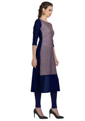 blue faux crepe crepe stitched kurtis 2