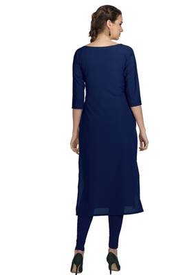 blue faux crepe crepe stitched kurtis 3