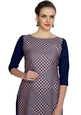 blue faux crepe crepe stitched kurtis 4