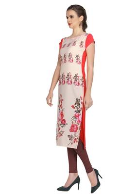 peach floral print crepe stitched kurtis 2