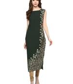 grey floral print crepe stitched kurtis
