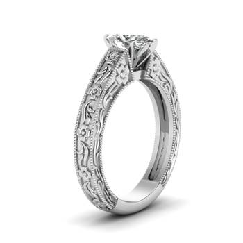 Handcrafted Work On Sterling Silver White Cubic Zirconia Studded Ring 2