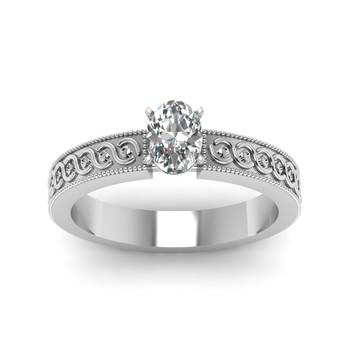 Perfect Engagement Ring White Cubic Zirconia Studded White Sterling Silver 1