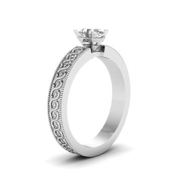 Perfect Engagement Ring White Cubic Zirconia Studded White Sterling Silver 2