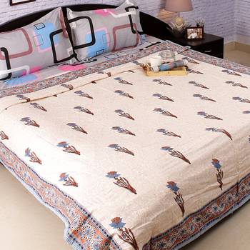 Pure Cotton Block Print Duvet Cover In Shades Of Blue 1