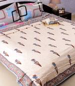 Pure Cotton Block Print Duvet Cover In Shades Of Blue