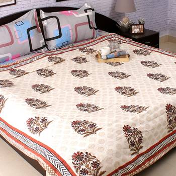Paradise Floral Block Print Pure Cotton Duvet Cover 1