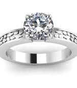 Elite Handmade Sterling Solid Silver White Crystal Studded Designed Silver Ring