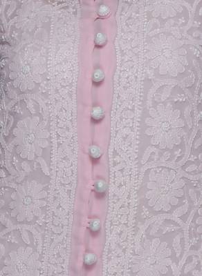 Ada Pink Hand Embroidered Georgette Chikankari Kurti 5