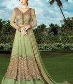 Pale Green  Embroidered Net Semi Stitched Anarkali Suit
