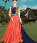 Dark orange embroidered silk semi stitched Anarkali Suit