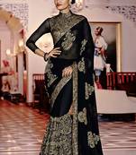 IndianEFashion BlackChiffonEmbroidery  Designer Saree