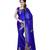 Blue embroidered Satin Chiffon saree with blouse