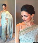 White embroidered georgette saree with blouse