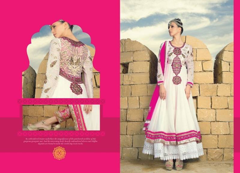 Awesome White Double Layer Anarkali
