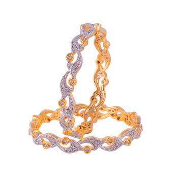 Golden Silver Diamond Classic Designer Bangle 1
