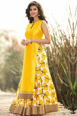 Yellow printed bhagalpuri salwar 1