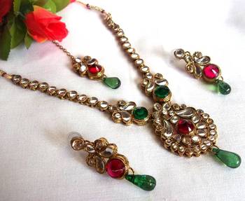 Multi Drop Kundan Necklace Set 1