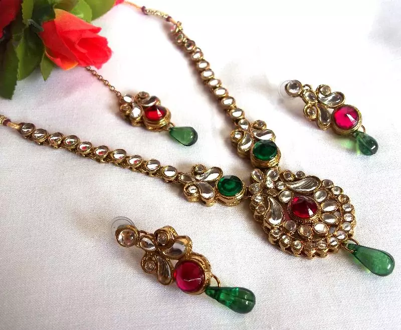 Multi Drop Kundan Necklace Set