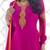 Pink embroidered georgette semi stitched salwar with dupatta