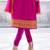 Pink embroidered georgette semi stitched salwar with dupatta