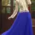 Off white and blue embroidered soft net semi stitched party wear gown