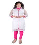 White plain net kurtas-and-kurtis