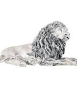 Shaze Silver Sitting Lion Art