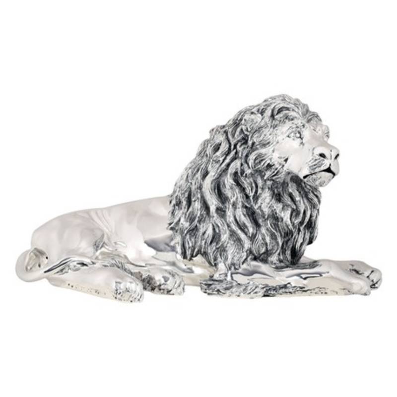 Shaze Silver Sitting Lion Art