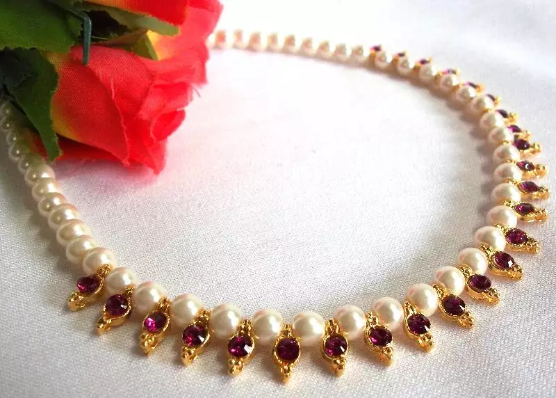 Magenta Pearl Necklace