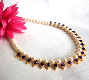 White pearl drop fully Golden pendant necklace set 1