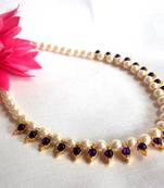 White pearl drop fully Golden pendant necklace set