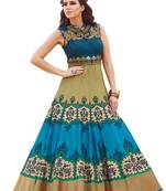 Multicolor printed art silk semi stitched party wear gowns