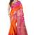 Dark orange printed pure banarasi silk saree with blouse