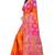 Dark orange printed pure banarasi silk saree with blouse