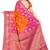 Dark orange printed pure banarasi silk saree with blouse