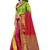 Dark multicolor printed pure banarasi silk saree with blouse