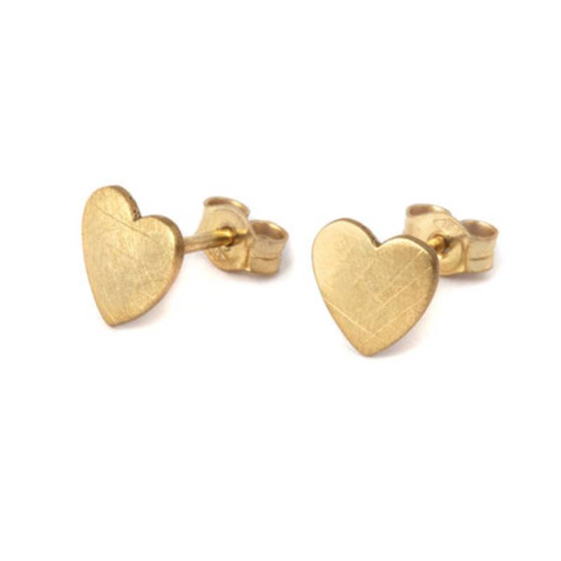 Cara matt gold heart shape made in sterling silver earrings for women