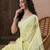 Hand Embroidered Lemon Faux Georgette Lucknow Chikankari Indian Women Saree With Blouse