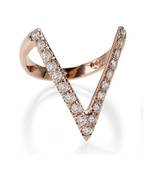 Cara inverted V crystal studded ring made in sterling silver and swarovski stone for women