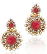 Bold Maroon Stone Charming Pearl Polki Earring c461m 