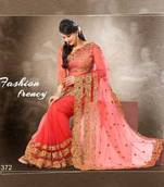 Peach Colour Soft Net With Heavy Jari Embroidery Work Saree372