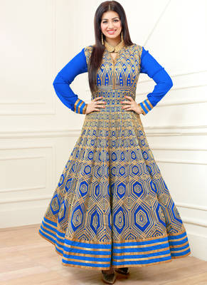 Light Blue Embroidered Georgette Semi Stitched Salwar With Dupatta 1