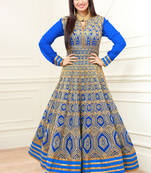 Light Blue Embroidered Georgette Semi Stitched Salwar With Dupatta