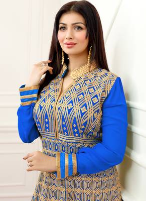 Light Blue Embroidered Georgette Semi Stitched Salwar With Dupatta 2