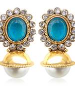 Elegant turquoise firozi stone with pearl earring jewelry v74t