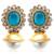 Elegant turquoise firozi stone with pearl earring jewelry v74t