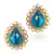 Ethnic India Vintage Earring- Friendly Turquoise stone with a pearl border ha82t