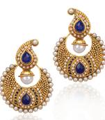 Designer Ethnic Indian Bollywood Jewelry- Elegant Deep Blue pearl earring ha65b