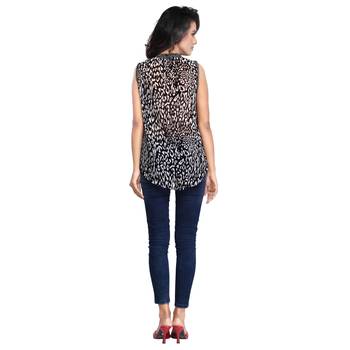 Black printed georgette short-kurtis 2